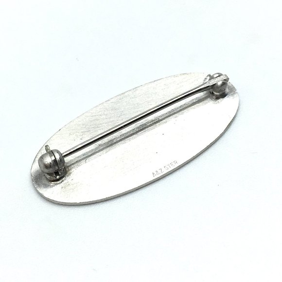 Mens Monogram Lapel Pin / Brooch Initial MHL Oval Design - Sterling Silver - Picture 5 of 5
